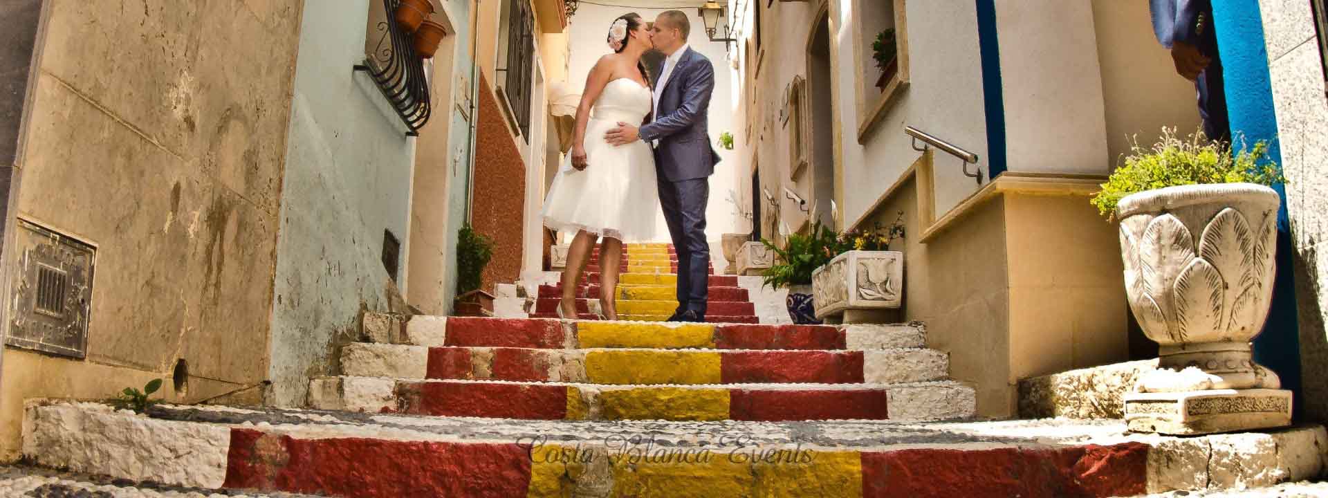 Costa Blanca Weddings - photoshoot on the Spanish steps in Altea
